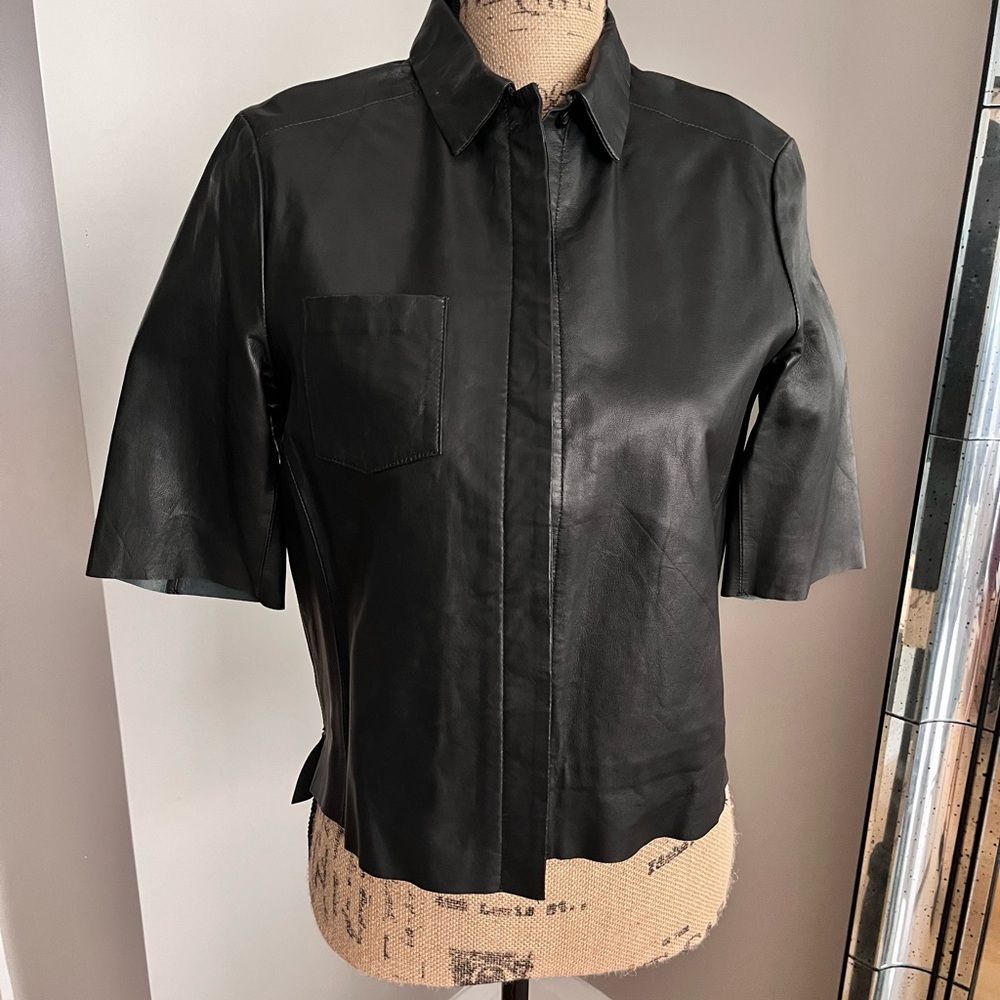 Muubaa Black Genuine Leather Shirt, US4!